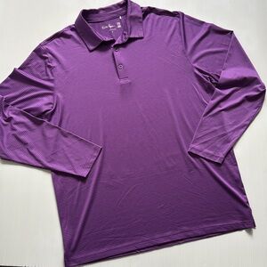 Walter Hagen Purple striped long sleeve 11 Majors Golf Polo. Men’s size Large